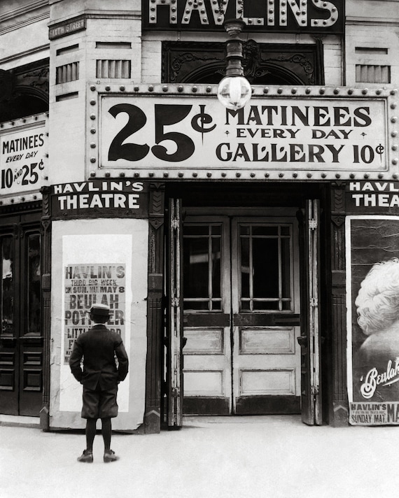 Havlin's Theatre, Vintage Photo Reproduction Black