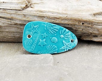 Ceramic Turquoise Sea Life Bracelet Bar, Bracelet connector, Bracelet Focal Bead,  Ceramic Component, Ceramic Beads