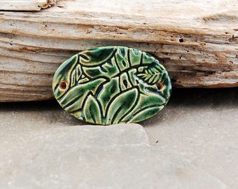 Ceramic Tropical Leaves Bracelet Bar, Bracelet connector, Bracelet Focal Bead,  Ceramic Component, Ceramic Beads