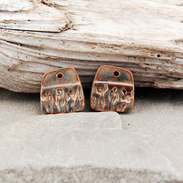 Ceramic ancient people earring charms, ceramic beads,  ceramic charms, ceramic components, jewelry components, jewelry making