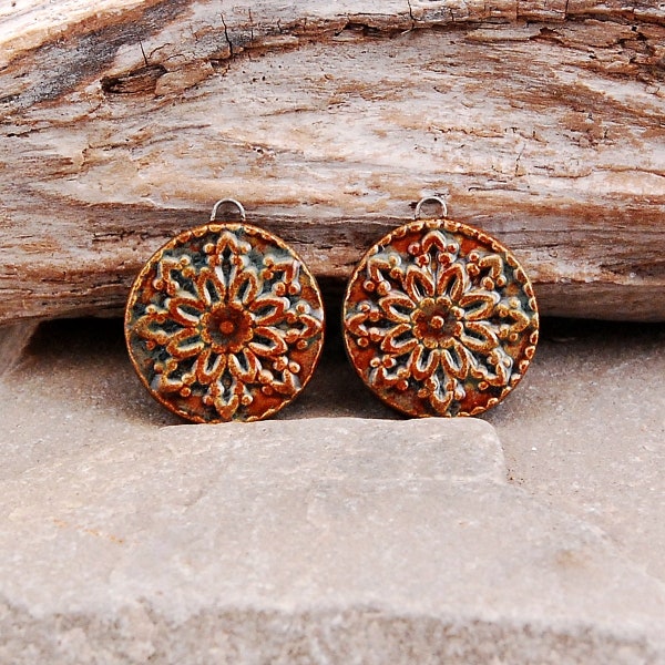 Ceramic snowflake earring charms, ceramic earring charms, ceramic component, jewelry making beads