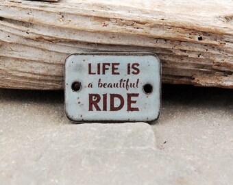 Barra de pulsera de cerámica Life Is A Beautiful Ride, conector de pulsera, cuenta focal de pulsera, componente de cerámica