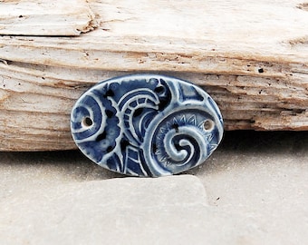 Ceramic Cosmic Swirl Bracelet Bar, ceramic focal bead, ceramic component, jewelry component, ceramic connector