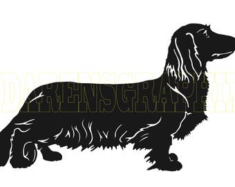 DXF Datei "Langhaar Weiner Hund"