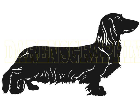 Dxf File Long Haired Weiner Dog Etsy