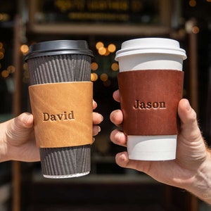 Gifts for Her or Him-Personalized Leather Coffee Sleeve- Gift for Coffee Lovers-The Lumberjack