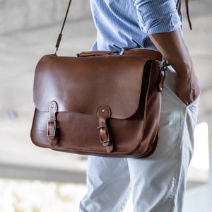 Gifts for Him-Personalized Messenger-Shoulder-Crossbody-Handmade Full Grain Leather Briefcase/Backpack Combo-No. 1860 EXPRESS