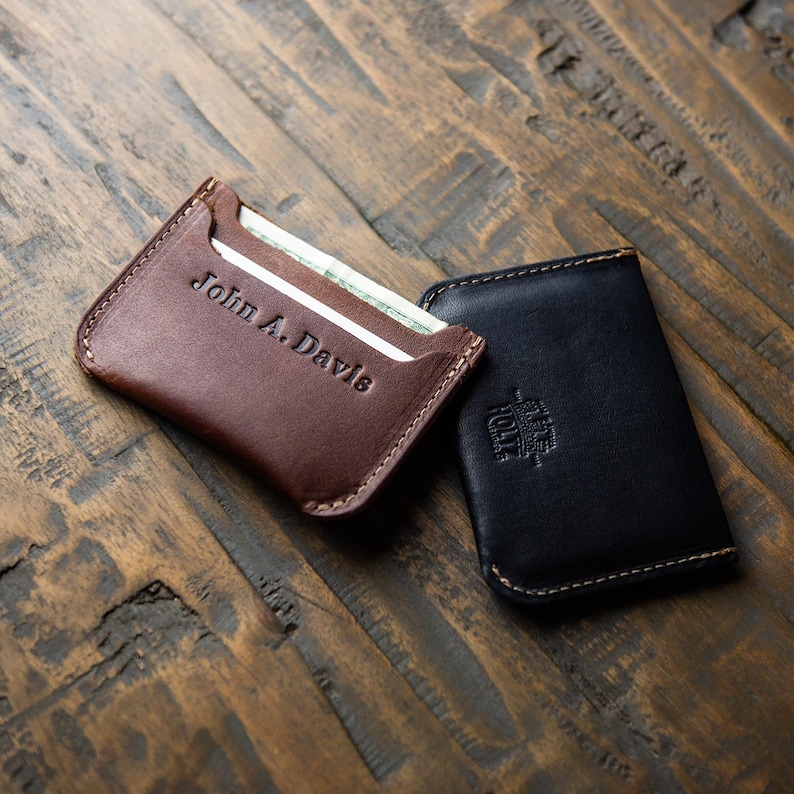 Minimalist Wallet-Personalized Leather Front Pocket Wallet-Compact and Slim Full Grain Leather-The Bradford image 2