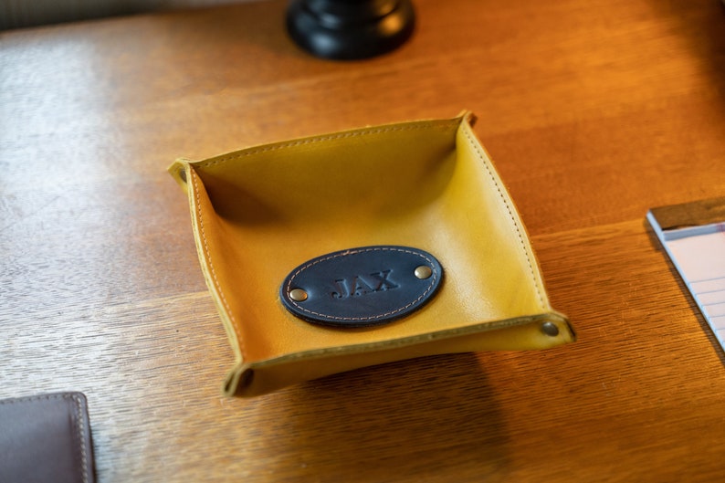 Personalized Groomsmen Gift Fine Leather Desk Caddy Best Man Gift Desk Valet Christmas Gift Gifts for Him The Monticello image 8