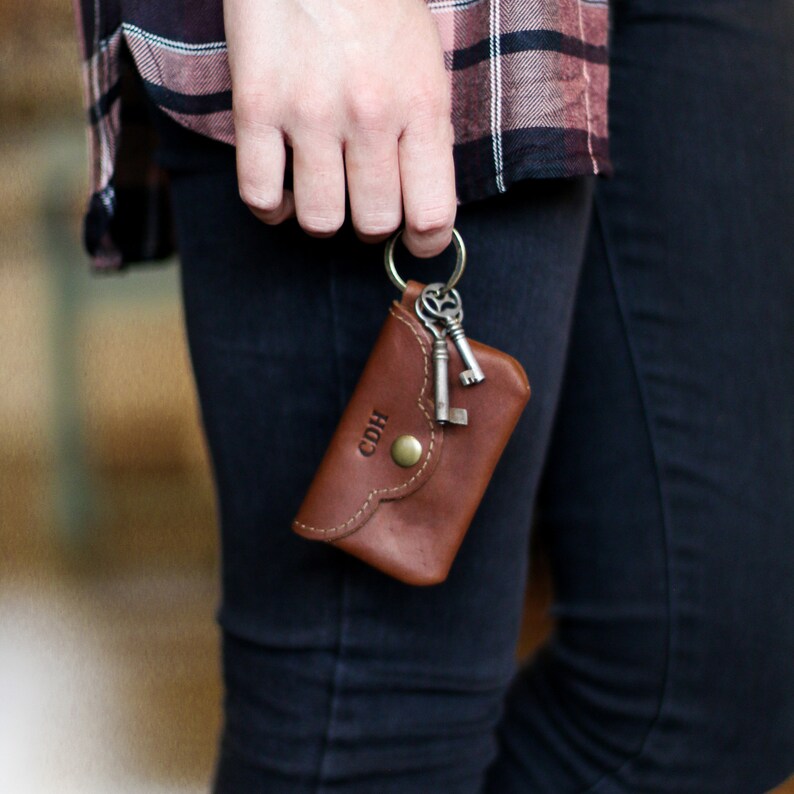 Personalized Leather Keychain Walletcard Holder Etsy