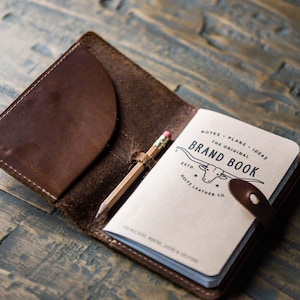 Personalized Full Grain Leather Field Notes with Pencil Journal Sleeve-Planner-The Surveyor