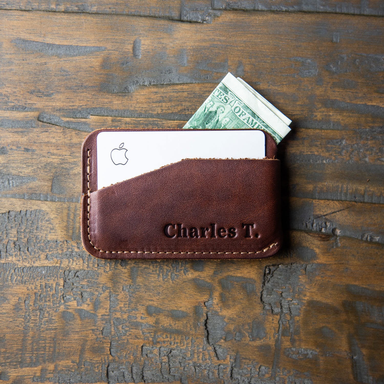 Gifts for Him- Minimalist Wallet-Personalized Leather Front Pocket Wallet-Compact and Slim Full Grain Leather-Christmas-The Charleston