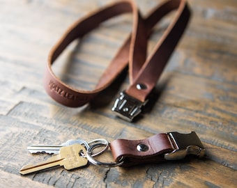 Personalized Fine Leather Lanyard-Custom Keychain-Teacher Lanyard w/ Engraved Monogram-Christmas Gift-Gift for Him-The Engineer