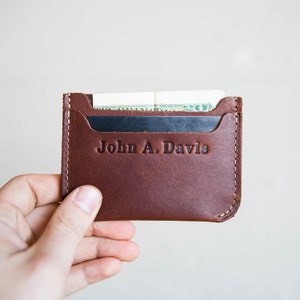 Minimalist Wallet-Personalized Leather Front Pocket Wallet-Compact and Slim Full Grain Leather-The Bradford image 1