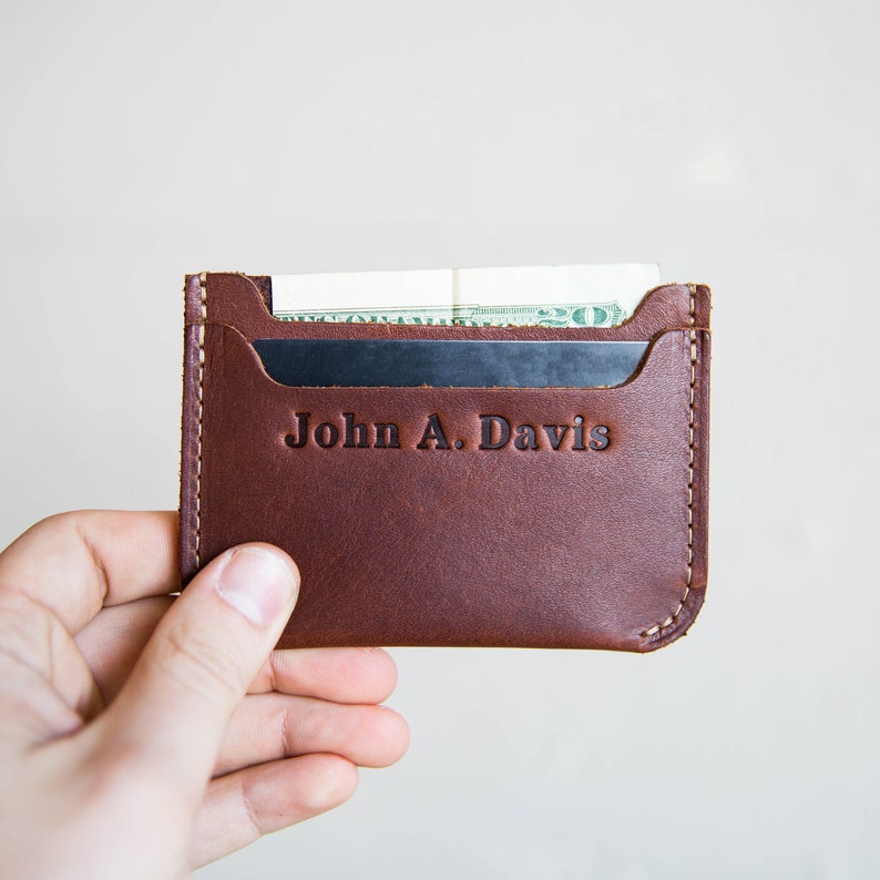 Minimalist Wallet-Personalized Leather Front Pocket image 1