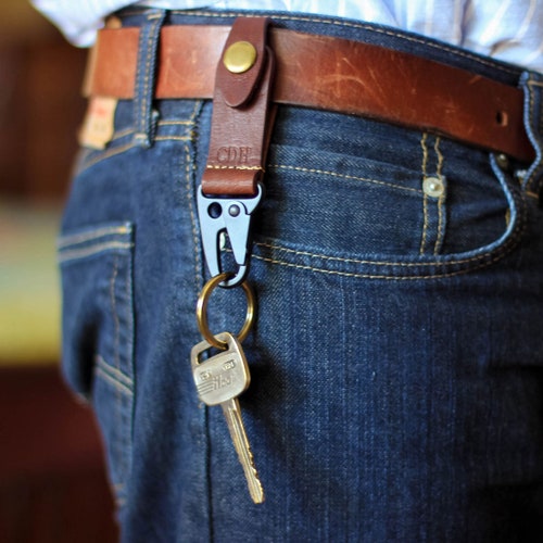 Personalized Leather Keychain Push Clip Keyring Key Fob - Etsy
