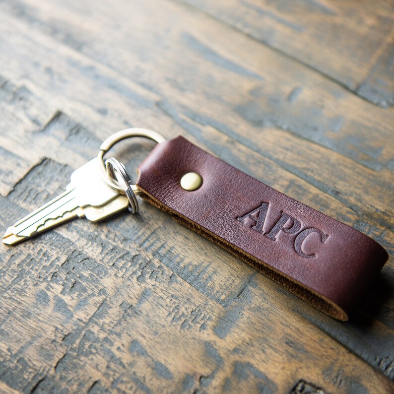 Personalized Leather Keychain Car Accessories-Backpack Clip-Graduation Gift-Groomsmen Gift t-Fine Leather Keyring-Unique Handmade-The Tucker image 4
