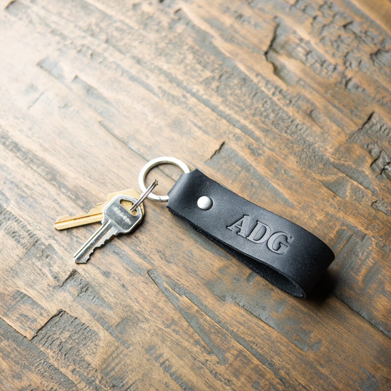 Personalized Leather Keychain Car Accessories-Backpack Clip-Graduation Gift-Groomsmen Gift t-Fine Leather Keyring-Unique Handmade-The Tucker image 7