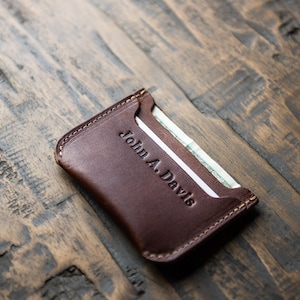 Minimalist Wallet-Personalized Leather Front Pocket Wallet-Compact and Slim Full Grain Leather-The Bradford image 5