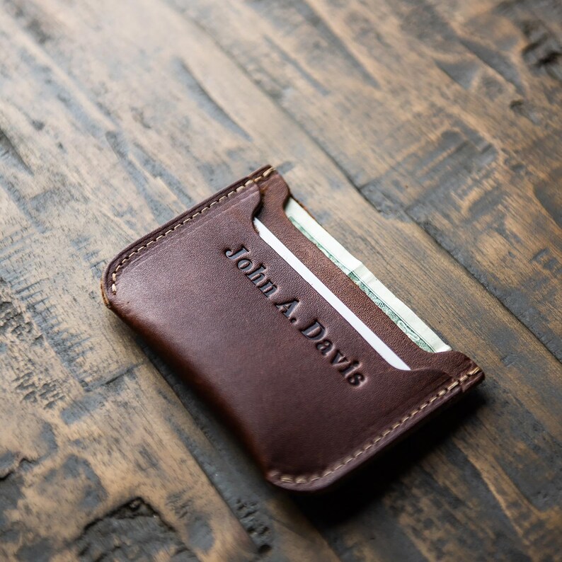 Minimalist Wallet-Personalized Leather Front Pocket image 6