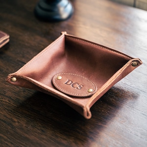 Personalized Groomsmen Gift Fine Leather Desk Caddy Best Man Gift Desk Valet Christmas Gift Gifts for Him The Monticello image 1