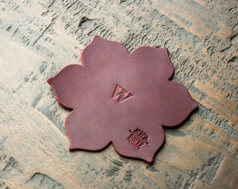 Personalized Gift Leather Coasters with Monogram-The Magnolia-Set of 4 Coasters
