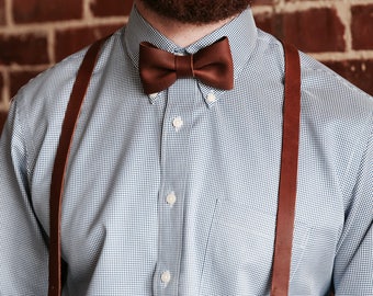 Personalized Groomsmen Wedding Leather Bow Tie Bowtie - Gifts for Him- Gifts for Husband - Wedding Party Gift Graduation Gift- The Mr. Baker