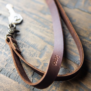 Personalized Fine Leather Lanyard-Custom Keychain-Christmas Gift or Stocking Stuffer-Key Ring Necklace-Gift for Him-The Producer image 1