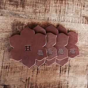 Gifts for Her-Personalized Gift Full Grain Leather Coasters with Monogram-The Magnolia-Set of 4 Coasters-