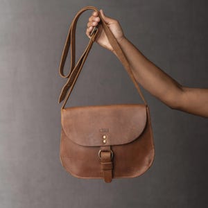 Gifts for Her-Personalized Full Grain Leather Crossbody Bag Purse Round Handbag Gift For Her-The Derby