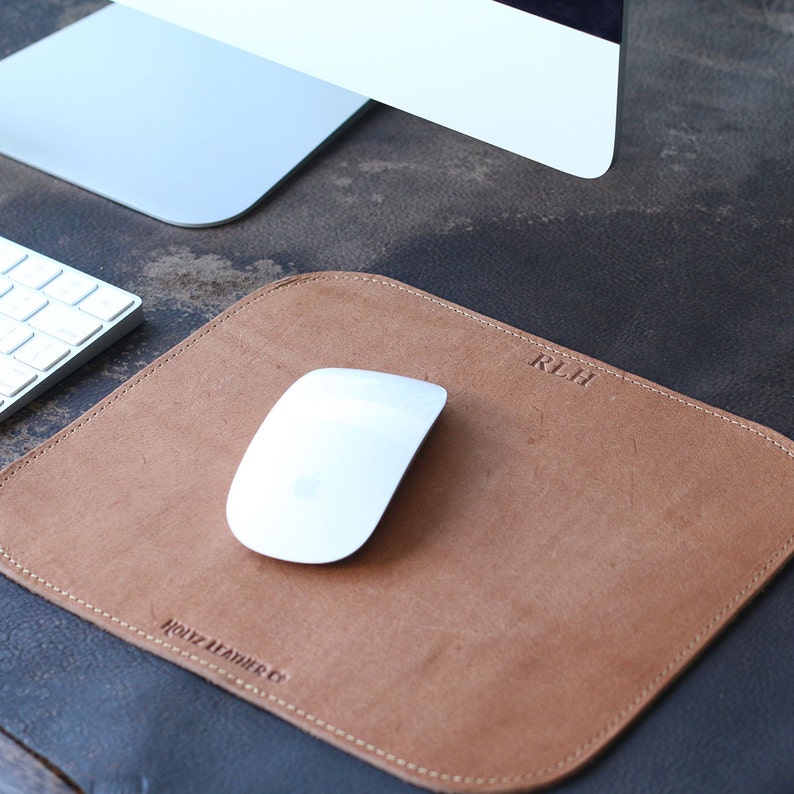 Christmas GiftPersonalized Fine Leather Mouse Pad Mousepad Office Desk Pad corporate gift business ,Gifts for Him Gifts for Her Architect Saddle Tan