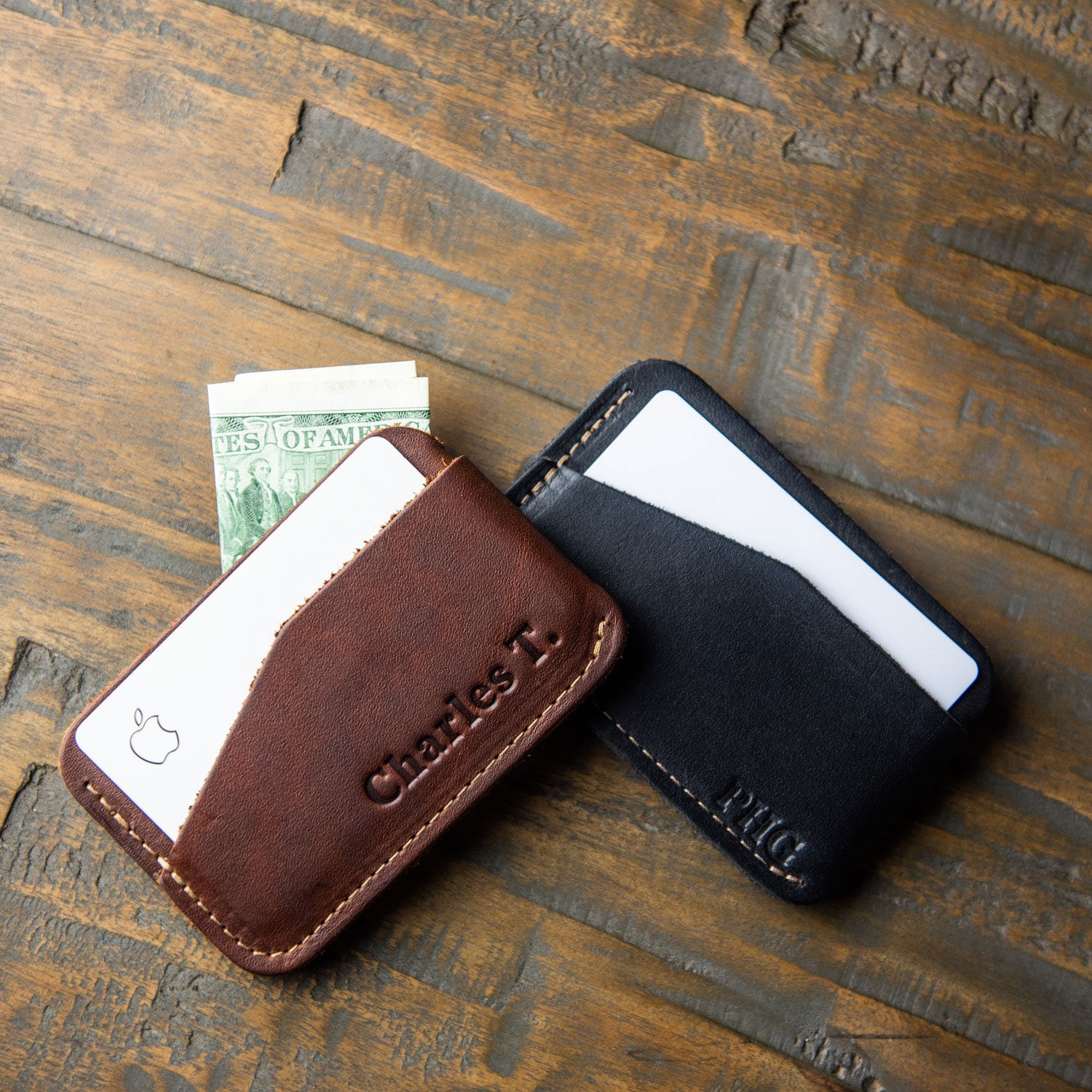 Gifts for Him- Minimalist Wallet-Personalized Leather Front Pocket Wallet-Compact and Slim Full Grain Leather-Christmas-The Charleston