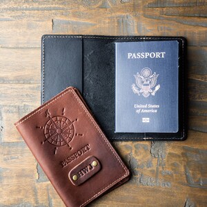 Leather Passport Cover-Personalized Gift-Passport Holder-Custom Engraved-Christmas Gift-Groomsmen Gifts-Bridal Party Gifts-The Expedition image 4