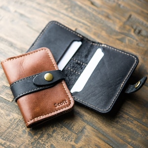 Regalos para él - Billetera minimalista - Billetera personalizada de cuero de grano completo con bolsillo frontal - Regalo para padrinos de boda - Doolittle