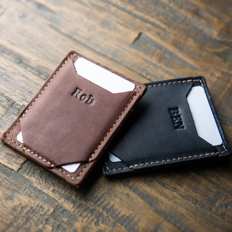 Christmas Gift Minimalist Wallet with Money Clip-Slim Credit Card Holder Full Grain Leather Wallet-Groomsmen Gift-Gifts for HimThe Trey image 7