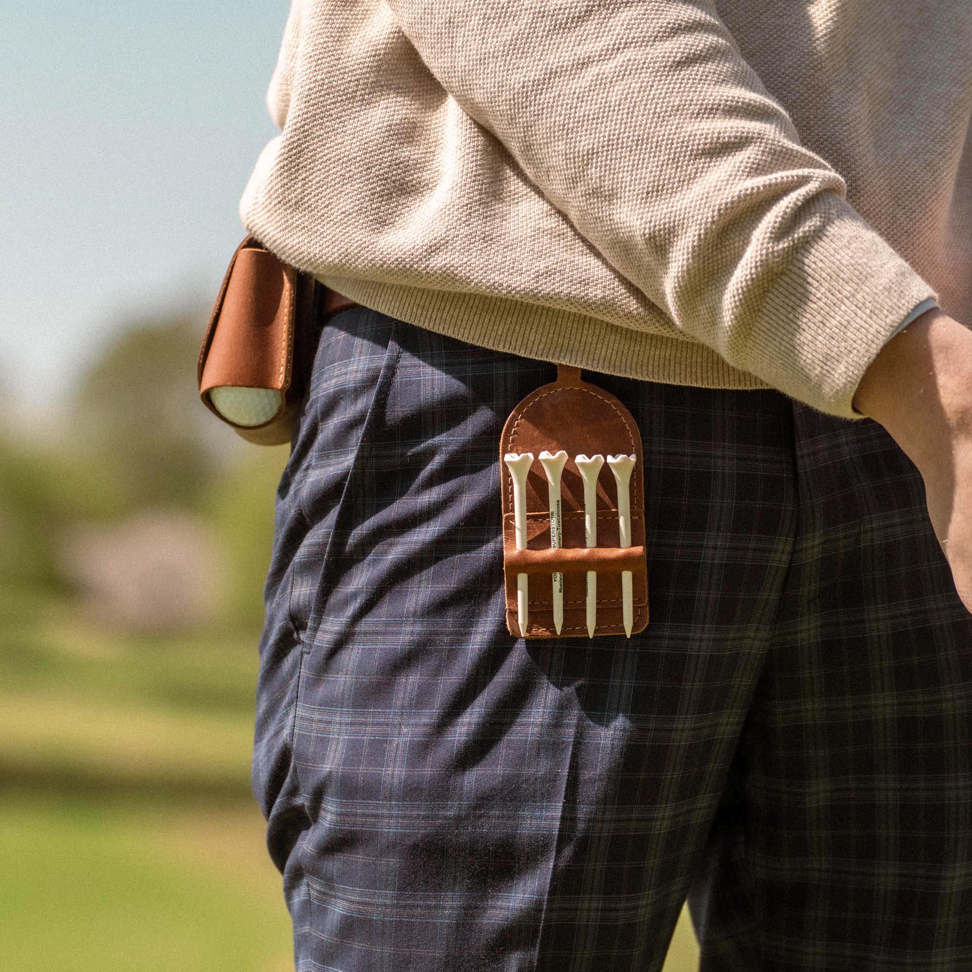 Etiquette de sac de golf et porte-té personnalisés en cuir fin - Cadeau pour golfeurs - Cadeau pour amateurs de sport - Cadeau pour la fête des pères