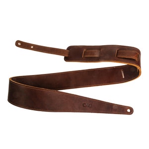 Personalized fine leather guitar strap. Available in black or brown leather.