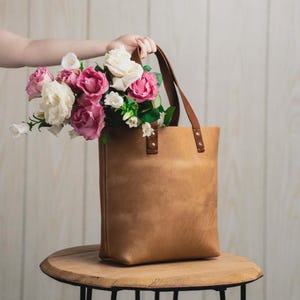 Gifts for Her-Personalized Full Grain Leather Tote Bag-Personalized Gift-Gift for Mom-Large Purse-Fine Leather-The Ashley