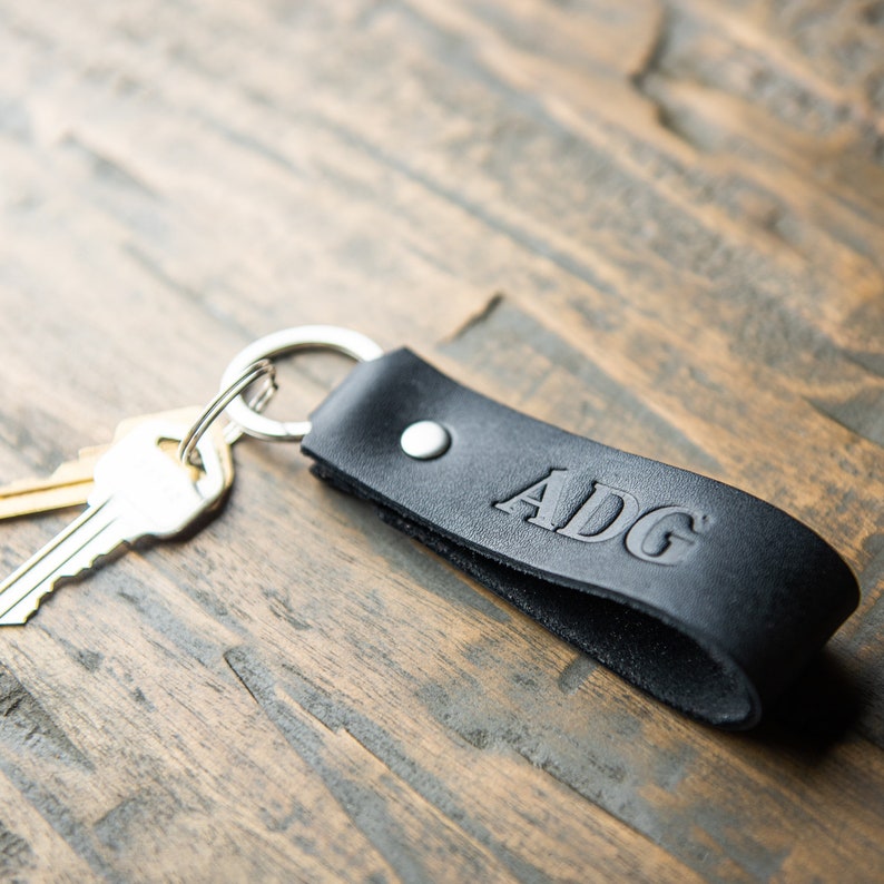 Personalized Leather Keychain Car Accessories-Backpack Clip-Graduation Gift-Groomsmen Gift t-Fine Leather Keyring-Unique Handmade-The Tucker image 8