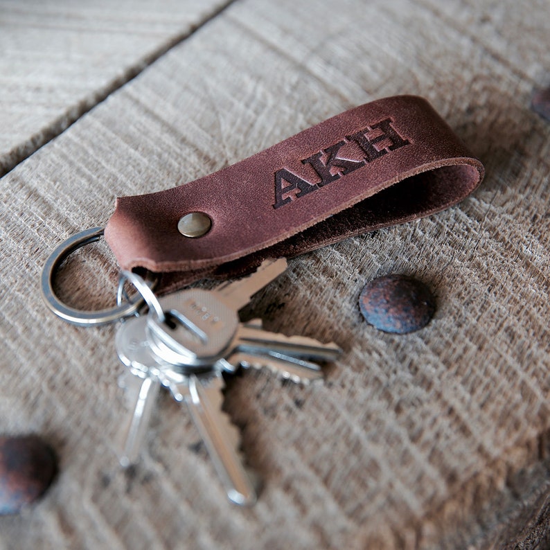 Personalized Leather Keychain Car Accessories-Backpack Clip-Graduation Gift-Groomsmen Gift t-Fine Leather Keyring-Unique Handmade-The Tucker image 1