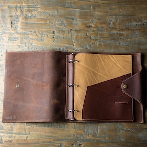 Personalized Gift-Leather 3 Ring Binder Photo Album Recipe Book-Full Grain Leather-Wedding Gift-The Langley-Father&#39;s Day Gift
