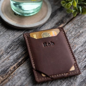 Christmas Gift Minimalist Wallet with Money Clip-Slim Credit Card Holder Full Grain Leather Wallet-Groomsmen Gift-Gifts for HimThe Trey image 1