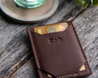 Christmas Gift Minimalist Wallet with Money Clip-Slim Credit Card Holder Full Grain Leather Wallet-Groomsmen Gift-Gifts for HimThe Trey