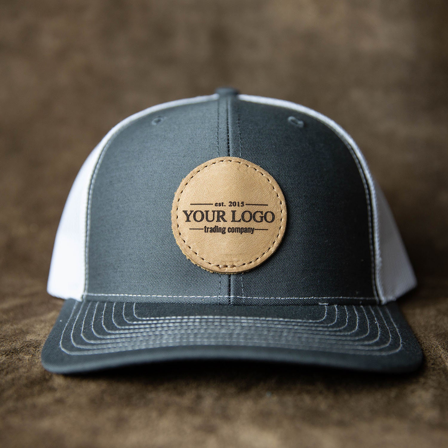 100 Custom Logo Leather Patch Trucker Style Hat Company Logo Etsy