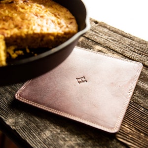 Gifts for Her or Him-Personalized Full Grain Leather Trivet-Potholder, Kitchen Accessories, Housewarming Gift, Pot Holder, Wedding Gift