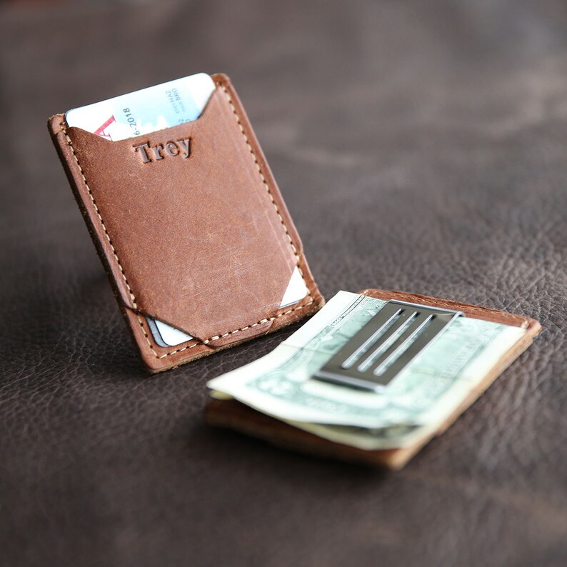 Personalized Money Clip Front Pocket Fine Leather Wallet Etsy - image 0