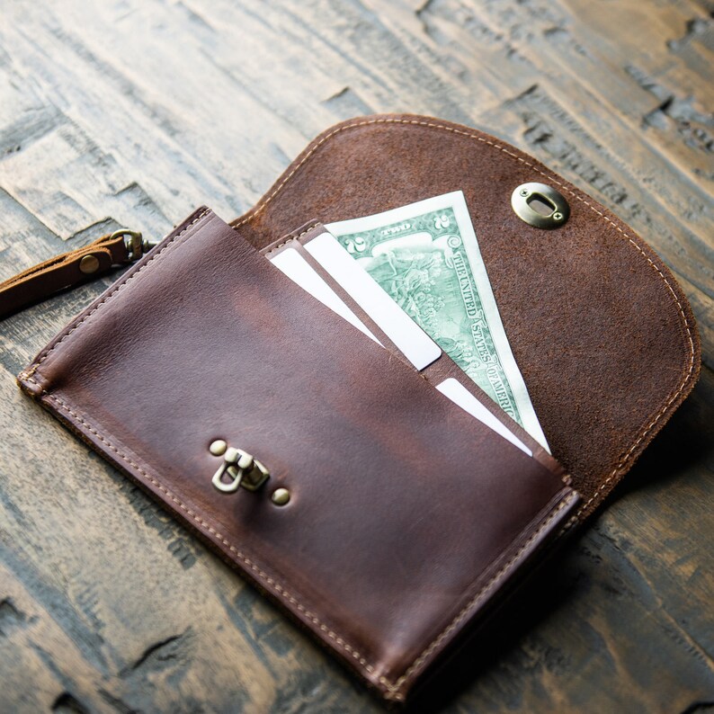 Personalized Full Grain Leather Clutch Purse Handbag Wallet- The Betty Jean w/ Insert bild 2
