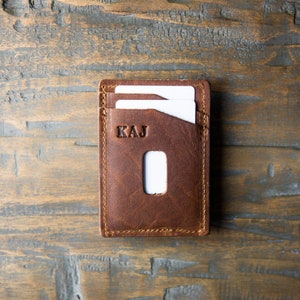 Christmas Gift Minimalist Leather Front Pocket Wallet Money Clip-Full Grain Leather Card Holder-The Levi