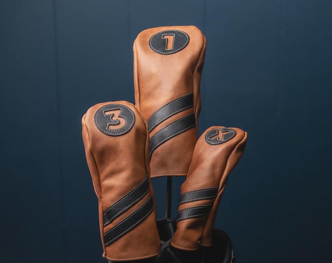 Personalized Full Grain Leather Golf Club Head Covers
