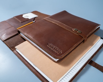 Personalized Corporate Gift Add Your Logo-Leather Portfolio-Padfolio with iPad Sleeve-Office Gifts-The Vanderbilt